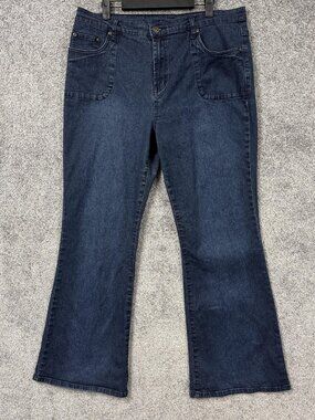 DG2 Diane Gilman Jeans Womens 12 34x30.5 Blue Stretch Denim Bootcut Dark Wash